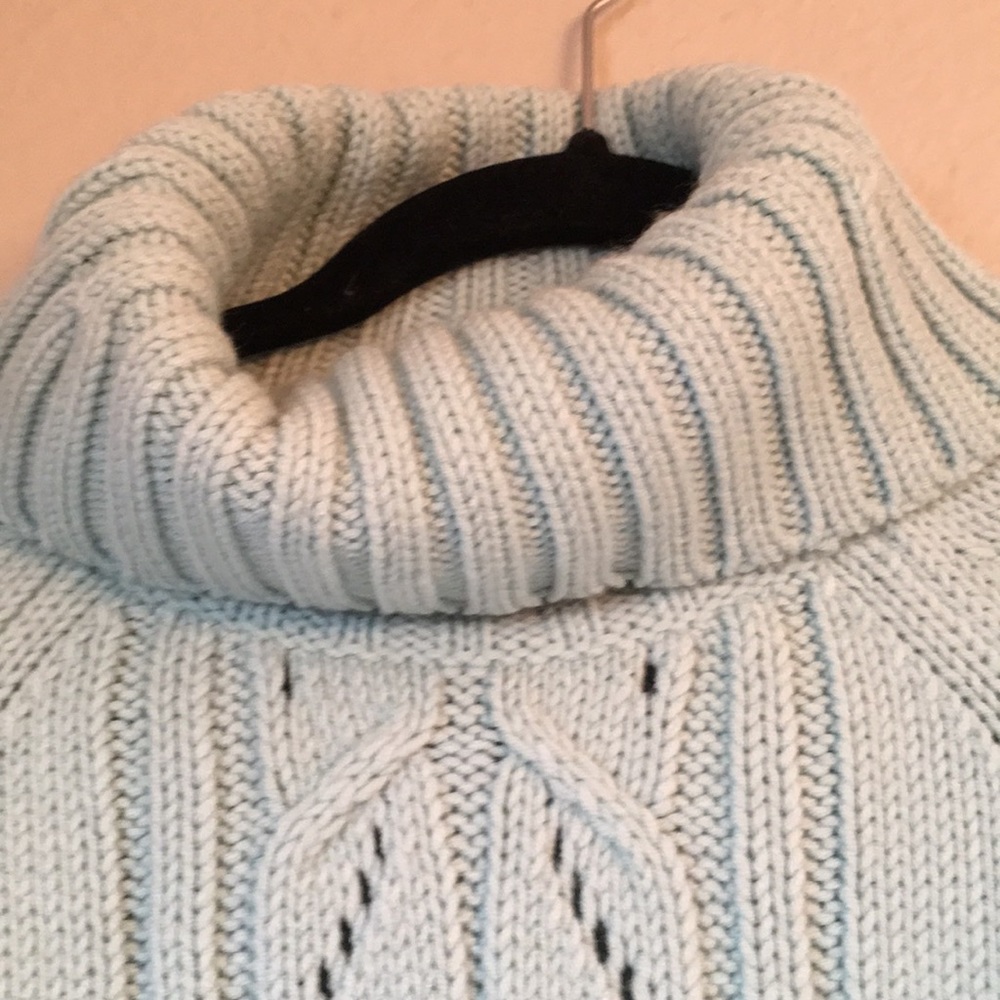 LOFT Mint Green Turtleneck Cable Knit Cozy Sweater Size Small Petite - Picture 3 of 7